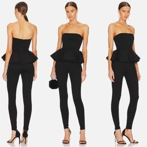 Ronny Kobo Collection Black Strapless Peplum Jumpsuit